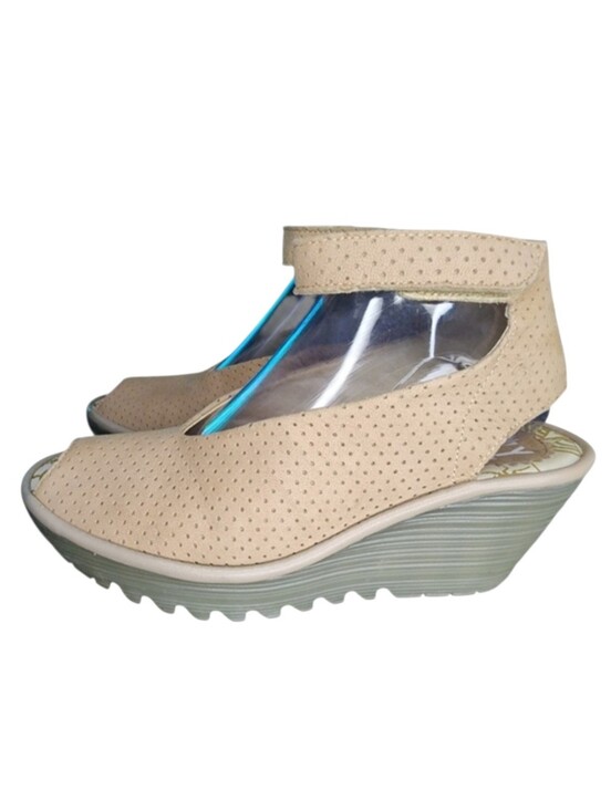 Fly London Shoes - FLY London Yala Perforated Wedge Sandal, Womens 39EU (8-8.5 US)